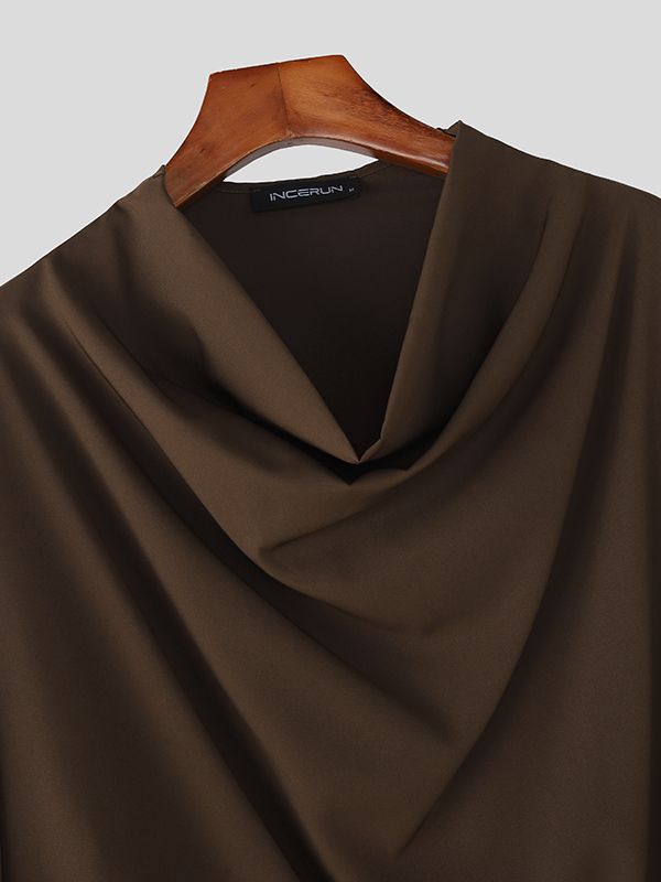 Men's Loose Slouchy Neck Half Sleeve Shirt SKUL38093