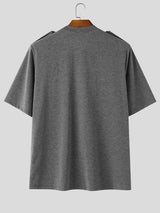 Men's High Street Vintage Military Gold Braided Embroidery T-shirt SKUL73508