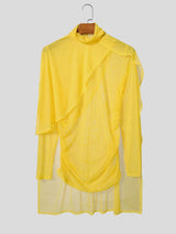 Men's Sheer Shawl Patchwork Long Sleeve T-shirt SKUL57164