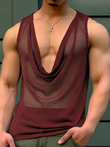 Men's Sheer Fine Mesh Cowl Neck Tank SKUL54053