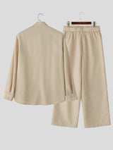 Men's Striped Casual Loose Two Pieces Outfit SKUL26069