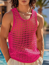Mens Hollow-Out Mesh Sleeveless Tank SKUL19134