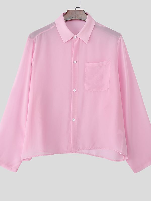 Men's Sheer Mesh Long Sleeve Shirt SKUL34055