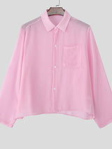 Men's Sheer Mesh Long Sleeve Shirt SKUL34055