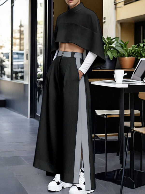 Men's Deconstructed Color Block Cropped Casual Two Pieces Outfit SKUL36533