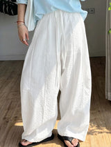 Men's Harajuku Vintage Crinkled Texture Detail Elastic Waist Baggy Pant SKUL71341