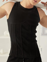 Mens Solid Rib-Knit Sleeveless Vest SKUK50851