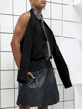 Men's Deconstructed Open Back Long Sleeve Shirt SKUL50531