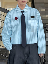 Men's Floral Patchwork Striped Long Sleeve Shirt SKUL45040