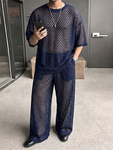 Men's Avant-Garde Sheer Chevron Mesh Two Pieces Outfit SKUL74698