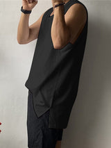 Mens Loose Fit Crew Neck Sleeveless Tank SKUK63597