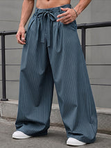 Men's High-Street Japanese Harajuku Pinstripe Wide-Leg Pant SKUL75700
