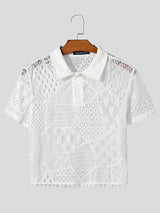 Mens Lace See Through Short Sleeve Crop Tops SKUK58191