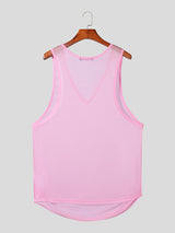 Mens Sexy Sheer Deconstructed V-Neck Tank SKUK68524