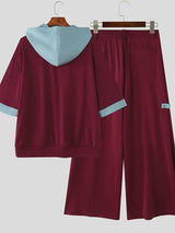 Men's Color Block Hooded Two Pieces Outfit SKUL36461