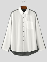 Men's Color Block Casual Long Sleeve Shirt SKUL36385
