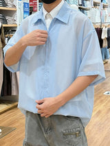 Men's Solid Color Semi Sheer Half Sleeve Shirt SKUL53040