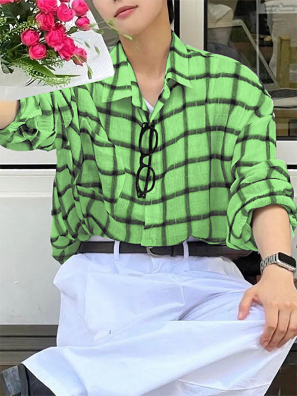 Men's Plaid Casual Long Sleeve Shirt SKUL23760