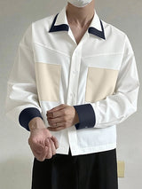 Men's Color Block Long Sleeve Shirt SKUL36481