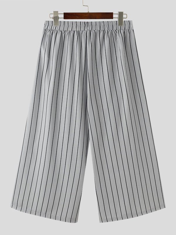 Mens Striped Elastic Waist  Wide-Legged Pants SKUK62596