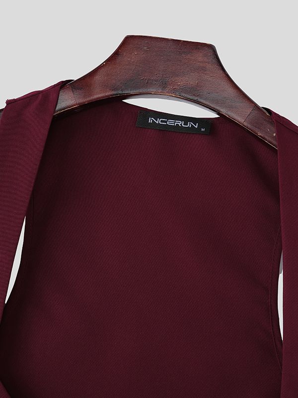 Men's Tie Contrast Color Street Style Waistcoat SKUL41263