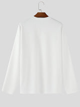 Men's Minimalist Textured Long Sleeve T-Shirt SKUL30772