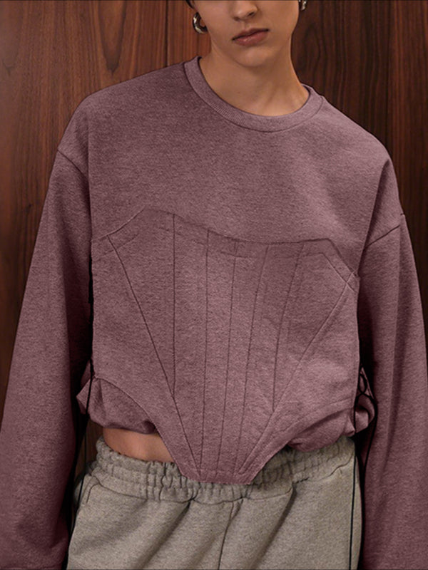 Men's Solid Color Crew Neck Long Sleeve Hoodie SKUL43697