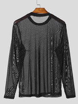 Mens Sparkling Semi-Sheer Long-Sleeve T-Shirt SKUK90388