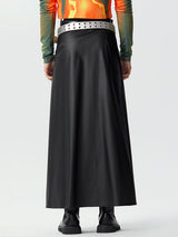 Mens Faux Leather Pleated Solid Skirt SKUK39210