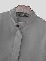 Men's Draped Scarf Loose Fit Long Sleeve Shirt SKUL50566