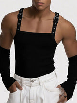 Mens Solid Color Leather Strap Casual Tank SKUL19777