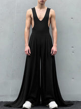 Men's Solid Color Loose Fit Jumpsuit SKUL53178
