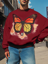 Mens Butterfly Print Pullover Long-Sleeve Sweatshirt SKUK84479