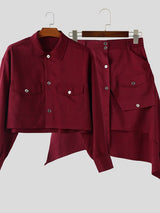 Men's Deconstructed Casual Cropped Two Pieces Outfit SKUL35341