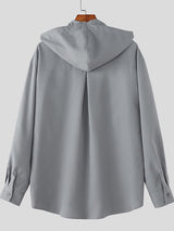 Men's Solid Color Hooded Long Sleeve Shirt SKUL45108