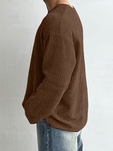 Men's Solid Color Textured Casual Long Sleeve T-Shirt SKUL38540