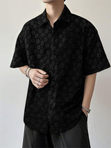 Mens Floral Print Textured Short Sleeve Shirt SKUL13715