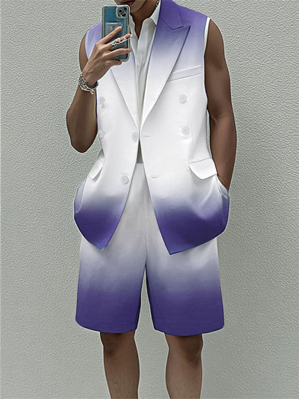 Men's Gradient Color Casual Two Pieces Outfit SKUL22728