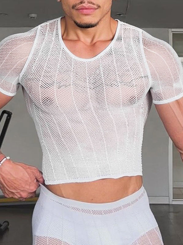 Mens Sheer Mesh Short Sleeve T-Shirt SKUL04436