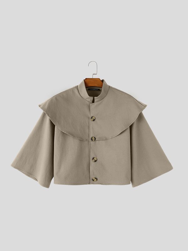 Men's Avant-Garde Party Cape Collar Cropped Wide Half Sleeve Stand Collar Jacket SKUL81101
