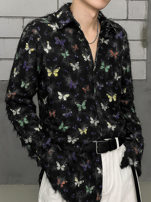 Mens Butterfly Print Fringe Design Shirt SKUK51685