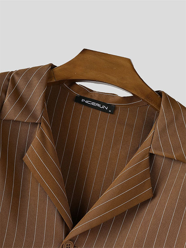 Men's Cape Patchwork Striped Two Pieces Outfit SKUL31937