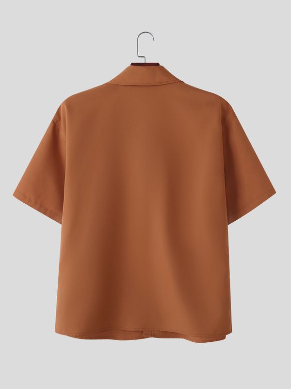 Men's American Vintage Western Utility Drop-Shoulder Short Sleeve Shirt SKUL75797