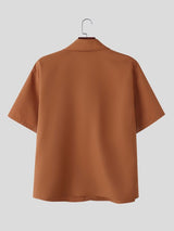 Men's American Vintage Western Utility Drop-Shoulder Short Sleeve Shirt SKUL75797