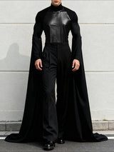 Men's Deconstructed Floor Length Hem Long Sleeve T-shirt SKUL48658