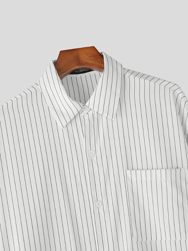 Men's Striped Casual Long Sleeve Shirt SKUL29529