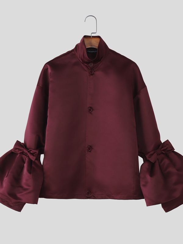 Men's Detachable Bow Design Long Sleeve Jacket SKUL45286