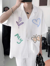 Mens Minimalist Graffiti Print Short Sleeve Shirt SKUK71153