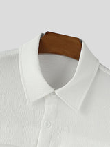 Men's Solid Color Textured Long Sleeve Shirt SKUL31742