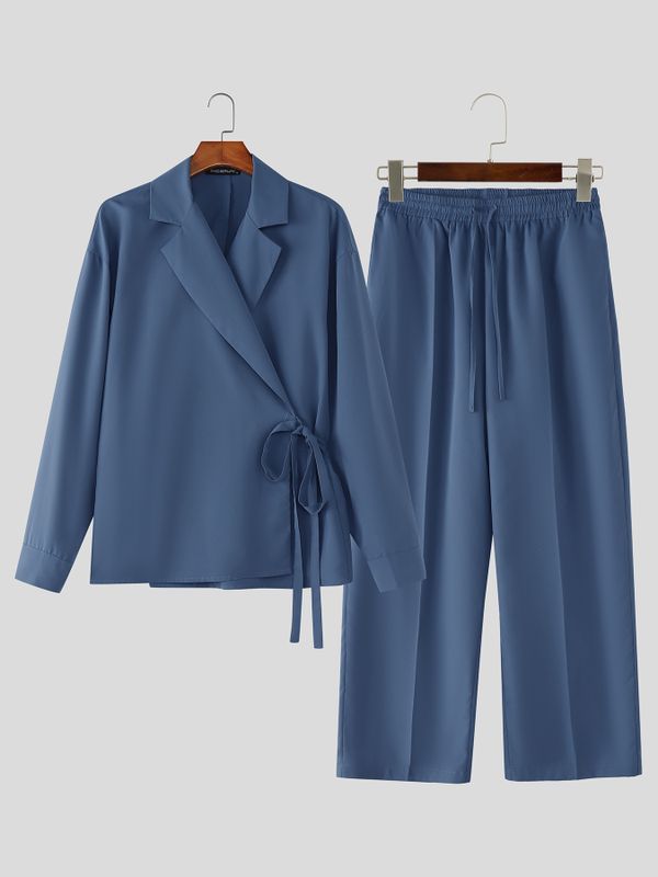 Men's Solid Color Loose Casual Two Pieces Outfit SKUL52016